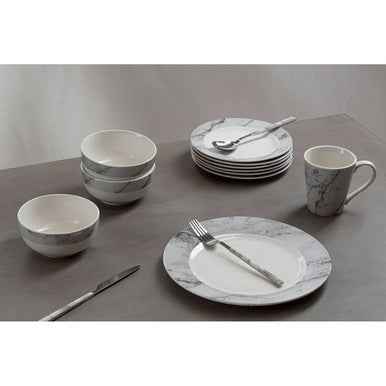 Avie 16 Piece White Faux Marble Cutlery Set