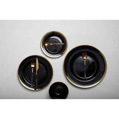 Avie 16 Piece Black Faux Marble Cutlery Set