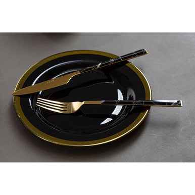 Avie 16 Piece Black Faux Marble Cutlery Set