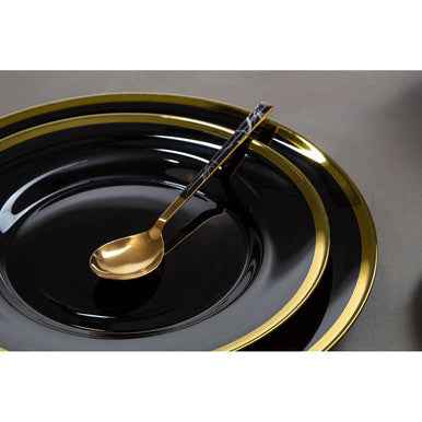 Avie 16 Piece Black Faux Marble Cutlery Set