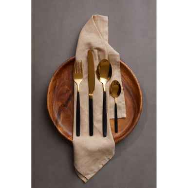 Avie 16 Pc Gold And Matte Black Finish Cutlery Set