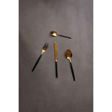 Avie 16 Pc Gold And Matte Black Finish Cutlery Set