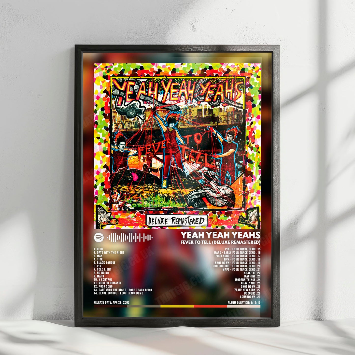 Yeah Yeah Yeahs "Fever to Tell" Album Cover Poster - with Complete Tracklist