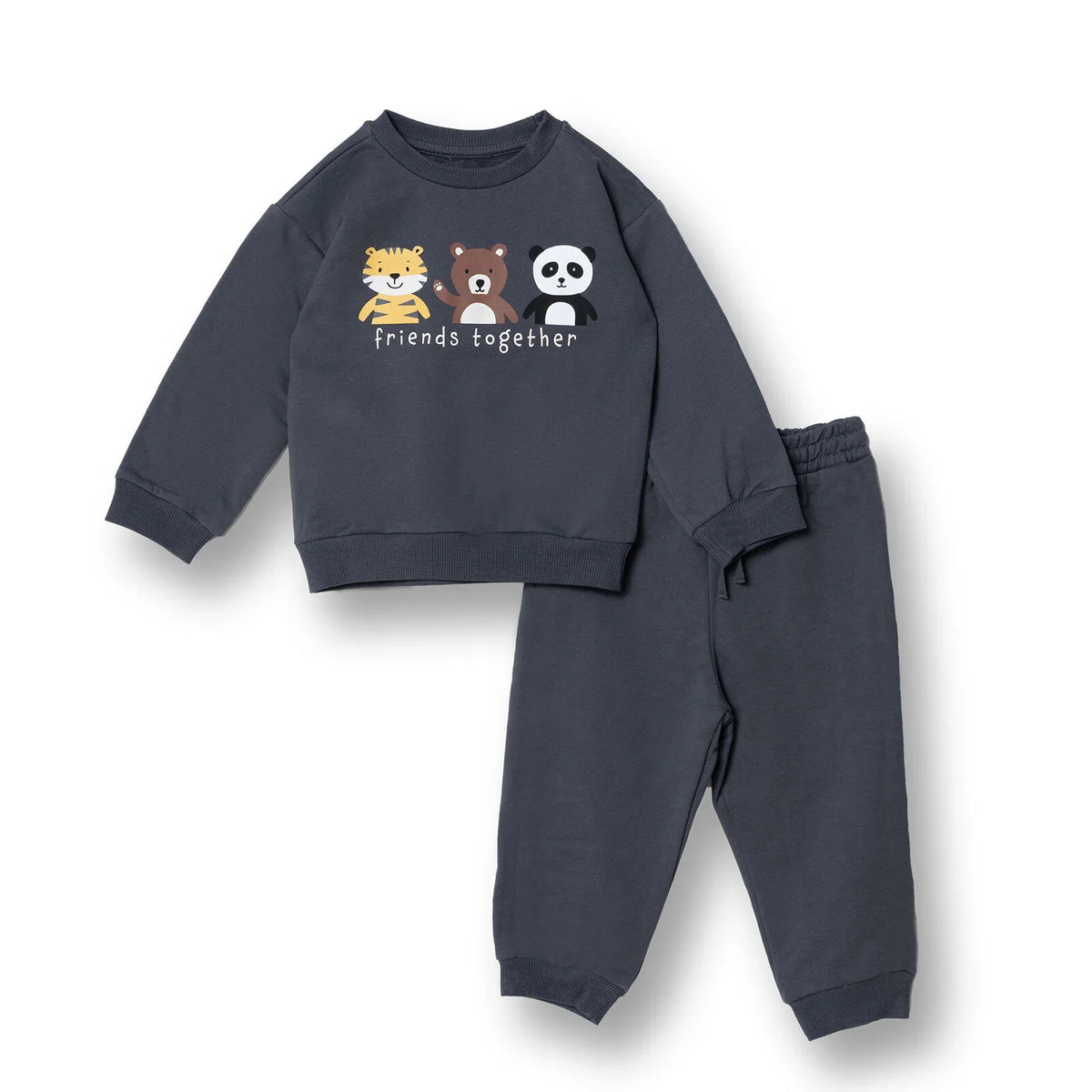 HelloBaby "Friends Together" Slogan Brushed Baby Sweatshirt & Joggers Set (3-6 Months to 4-5 Years)