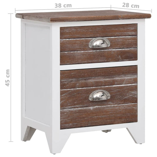 vidaXL Nightstand 2 pcs with 2 Drawers Brown and White