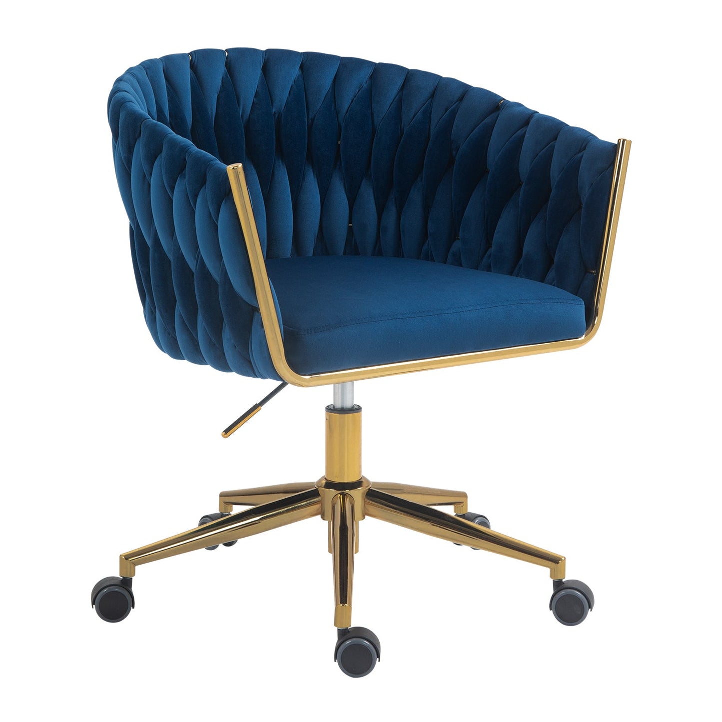Modern design with wheeled backrest is a hand woven dressing chair that can be adjusted for 360 ° rotation height (BLUE)