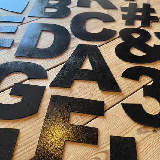 12" and 5" Black Fat Font Metal Letters.