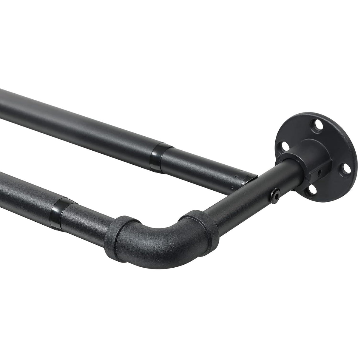 Harrms Double Curtain Pole 74–236cm – Black Extendable Rod for Eyelet Curtains