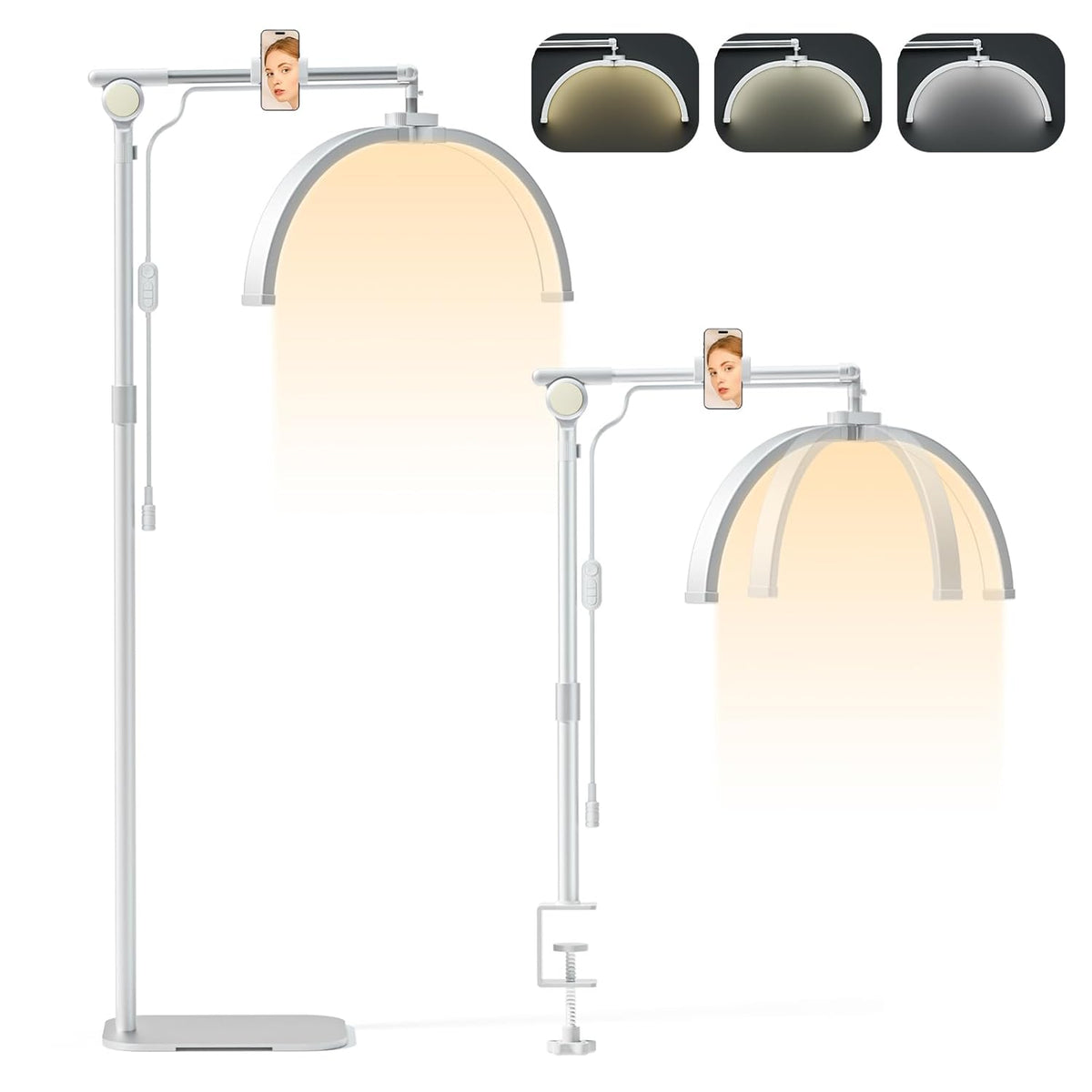 Lash Light 2 in 1 Foldable 180cm Phone Holder Desk Clip 3 Modes Lamp Lmaqfum