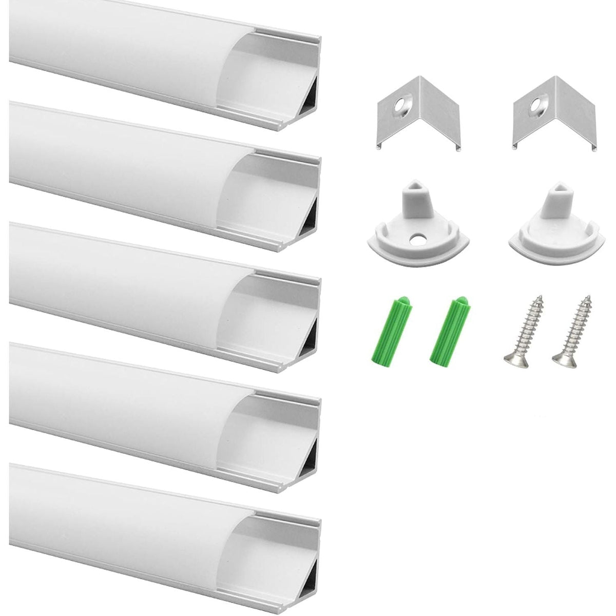 LED Aluminum Profile V Shape 3.3ft Silver Thicker Channel 5 Pack LightingWill