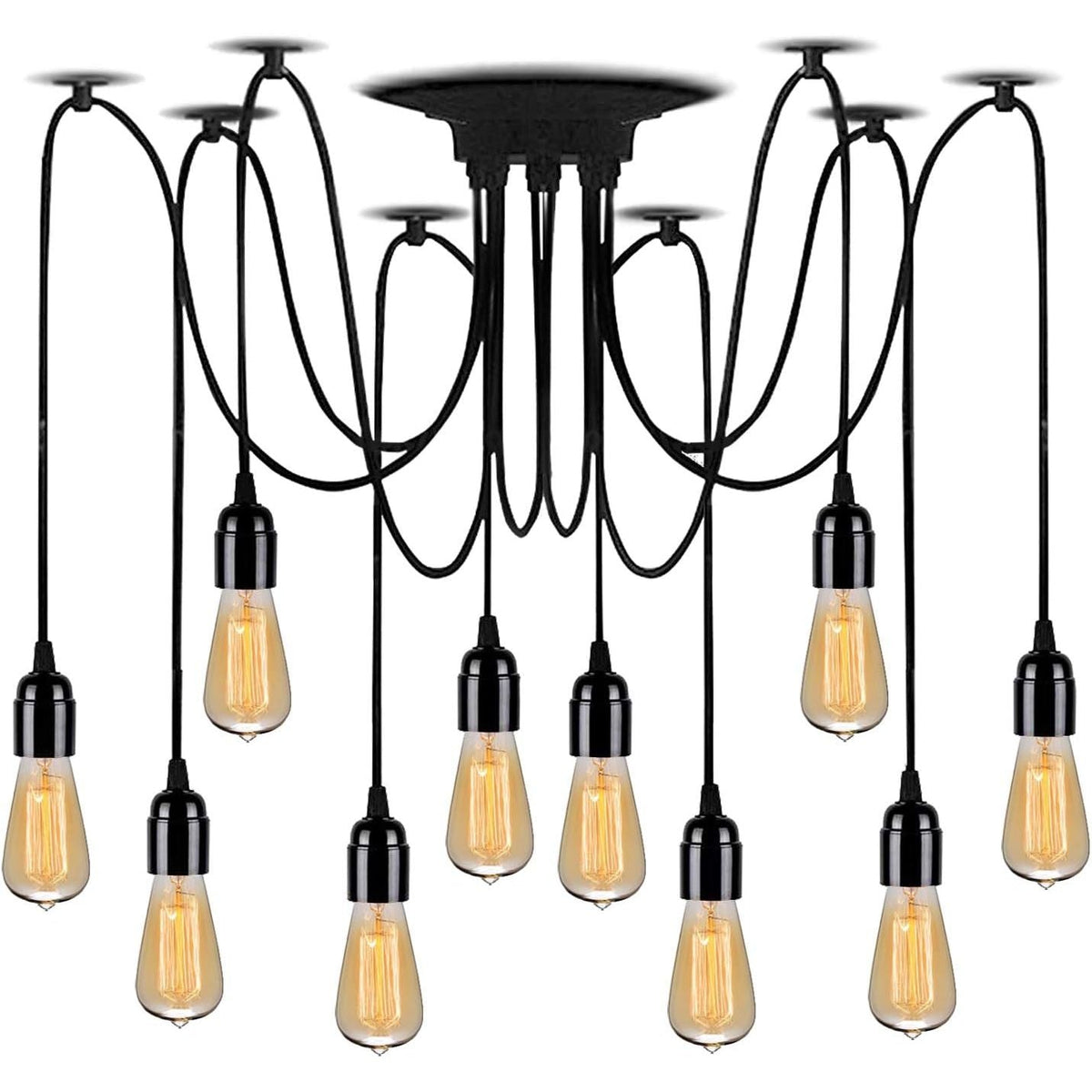Lightsjoy Spider Pendant Light – 10 Socket Ceiling Lamp for Bedroom or Bar