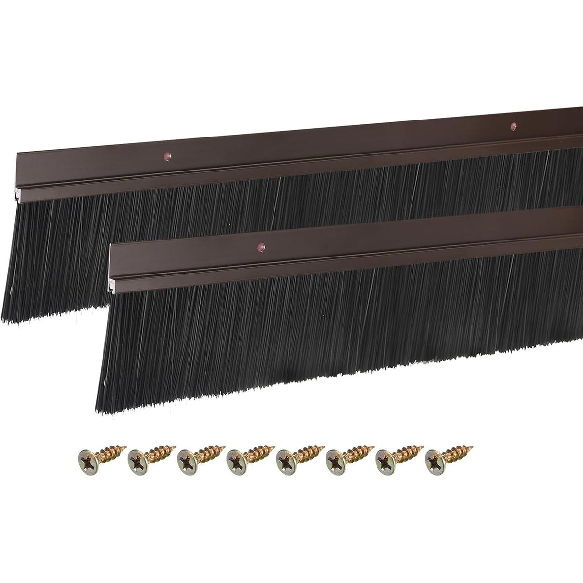 Door Brush Bottom Sweep 2pcs 60mm PP Brush H Shape 1200mm Brown Aluminum