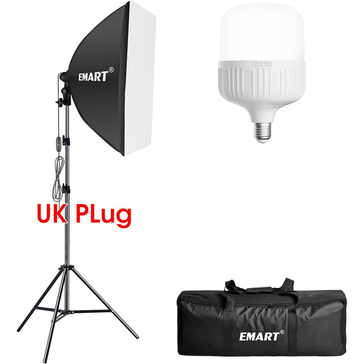 Softbox Lighting Kit 20''x 28'' 50W LED Bulbs for Photo and Video - 1 Pack EMART