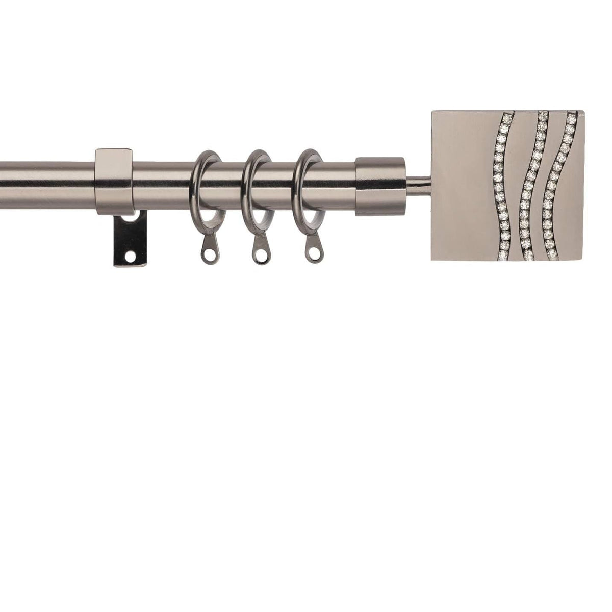 Curtain Pole 19mm Diameter Adjustable Length 130-240cm Black Nickel