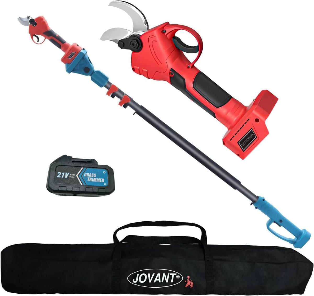 Jovant 2-in-1 Cordless Pruning Shears with 21V Pole – Electric Branch Cutter