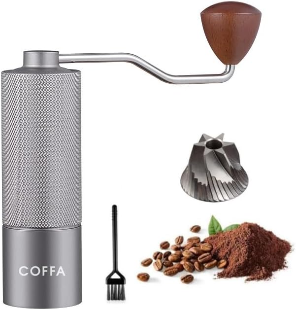 Manual Coffee Grinder Stainless Steel Burr Adjustable Hand Crank Portable Coffa