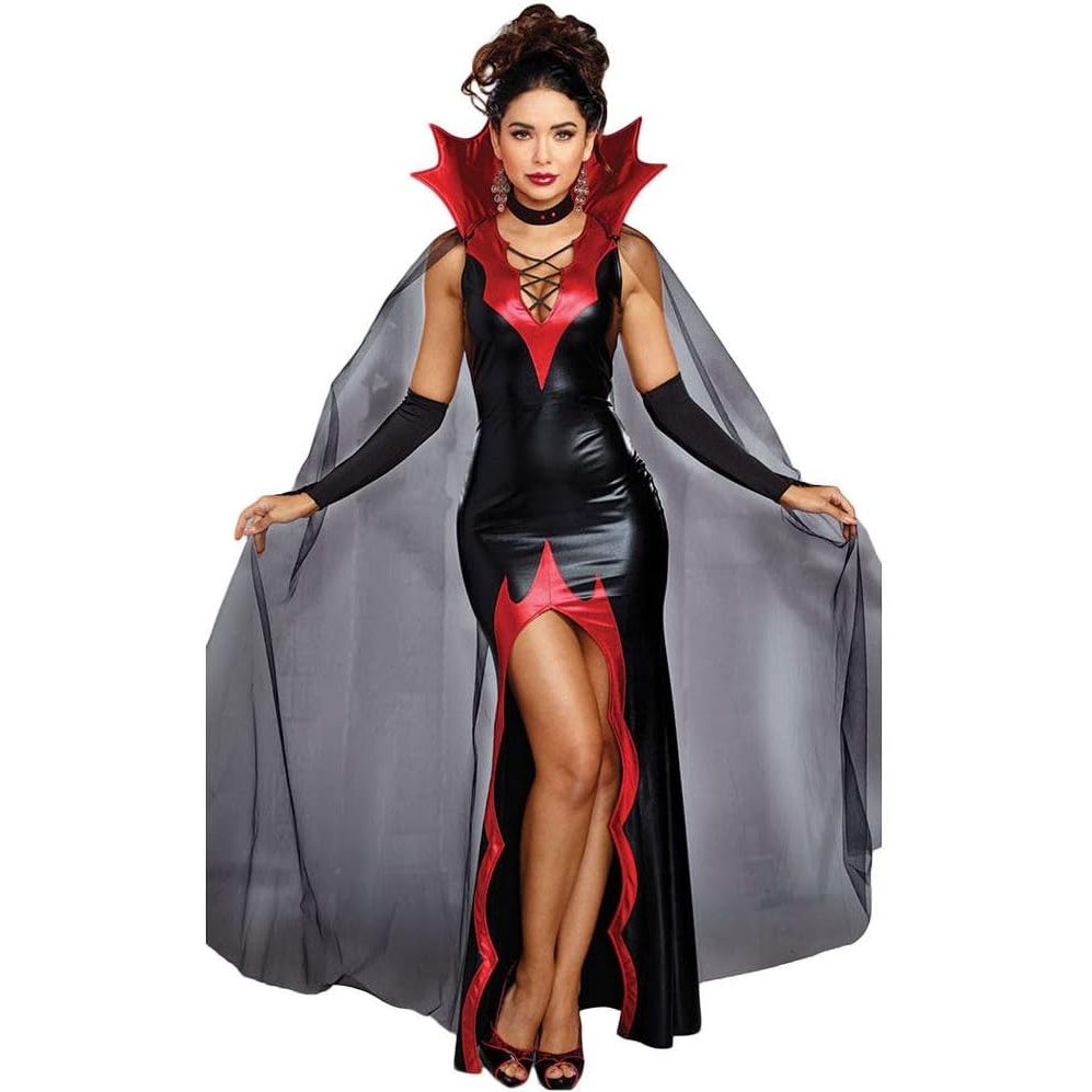 Ladies Vampire Costume Deluxe Halloween Fancy Dress Party Outfit Forever Young