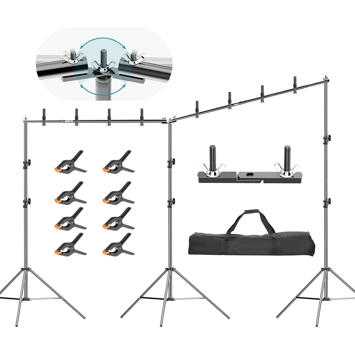 EMART 6x3m Pro Photo Studio Backdrop Stand Kit with Clamps & Bag
