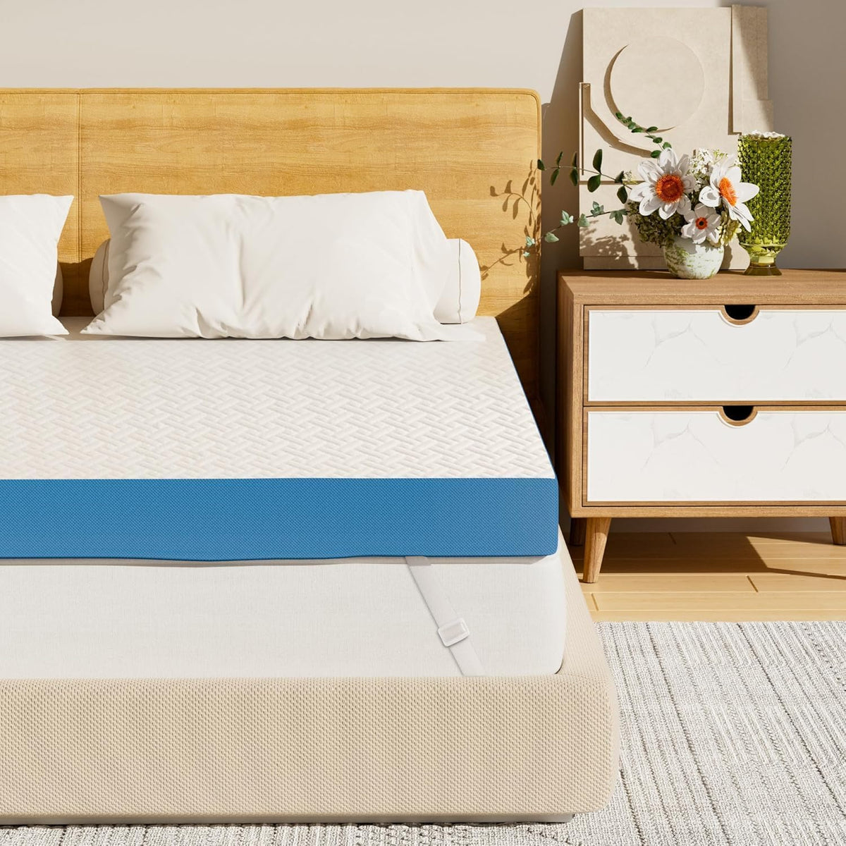Memory Foam Mattress Topper Double 10cm Dual Layer Firm Support Hawthyhome