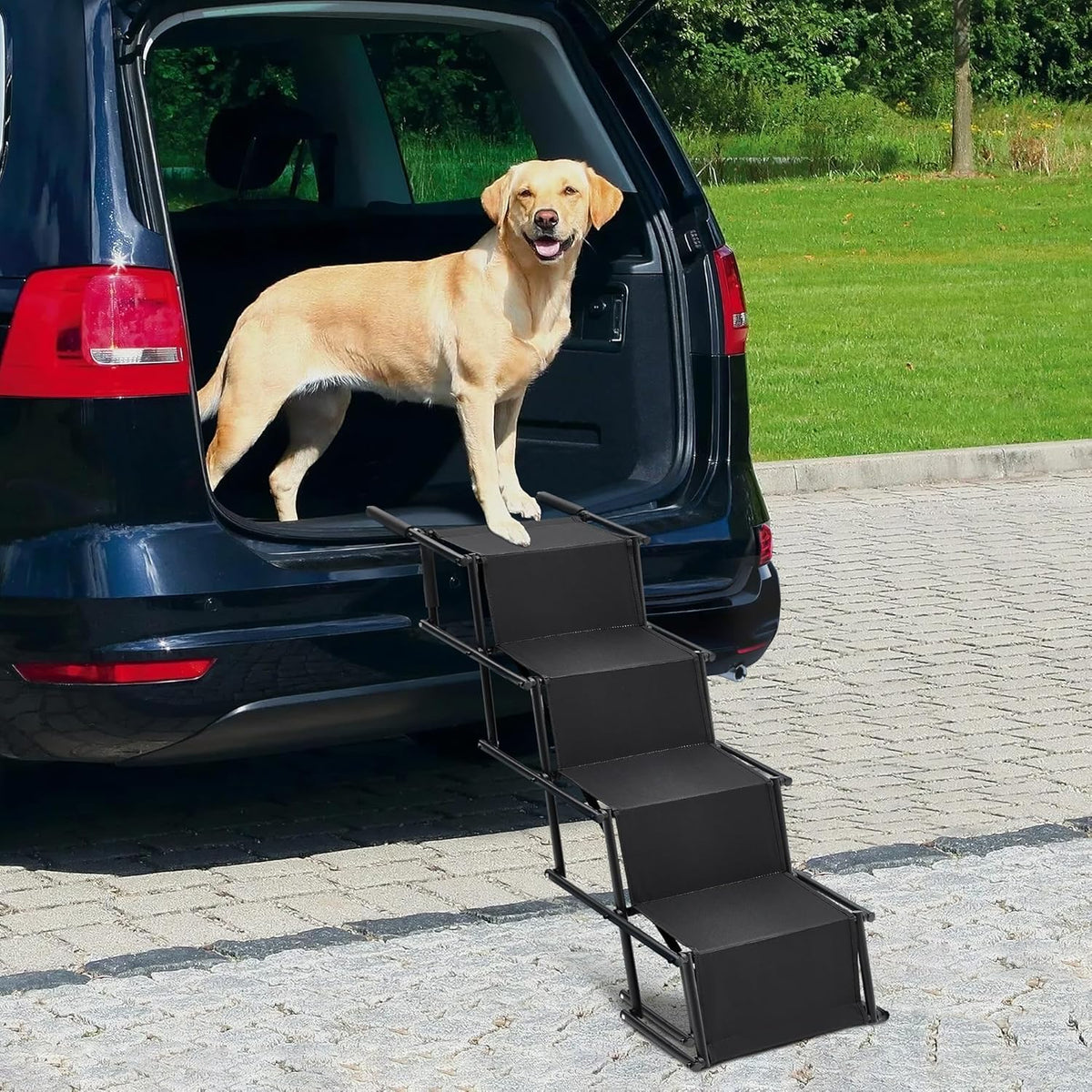 Foldable Dog Ramp Adjustable Non Slip Pet Steps For Car Bed 176lbs Fellie