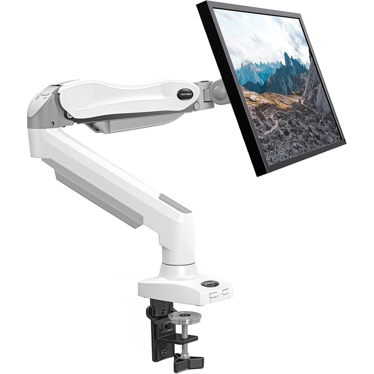 Single Monitor Arm 13 to 32 Inch Adjustable White Desk Mount VESA HUANUO