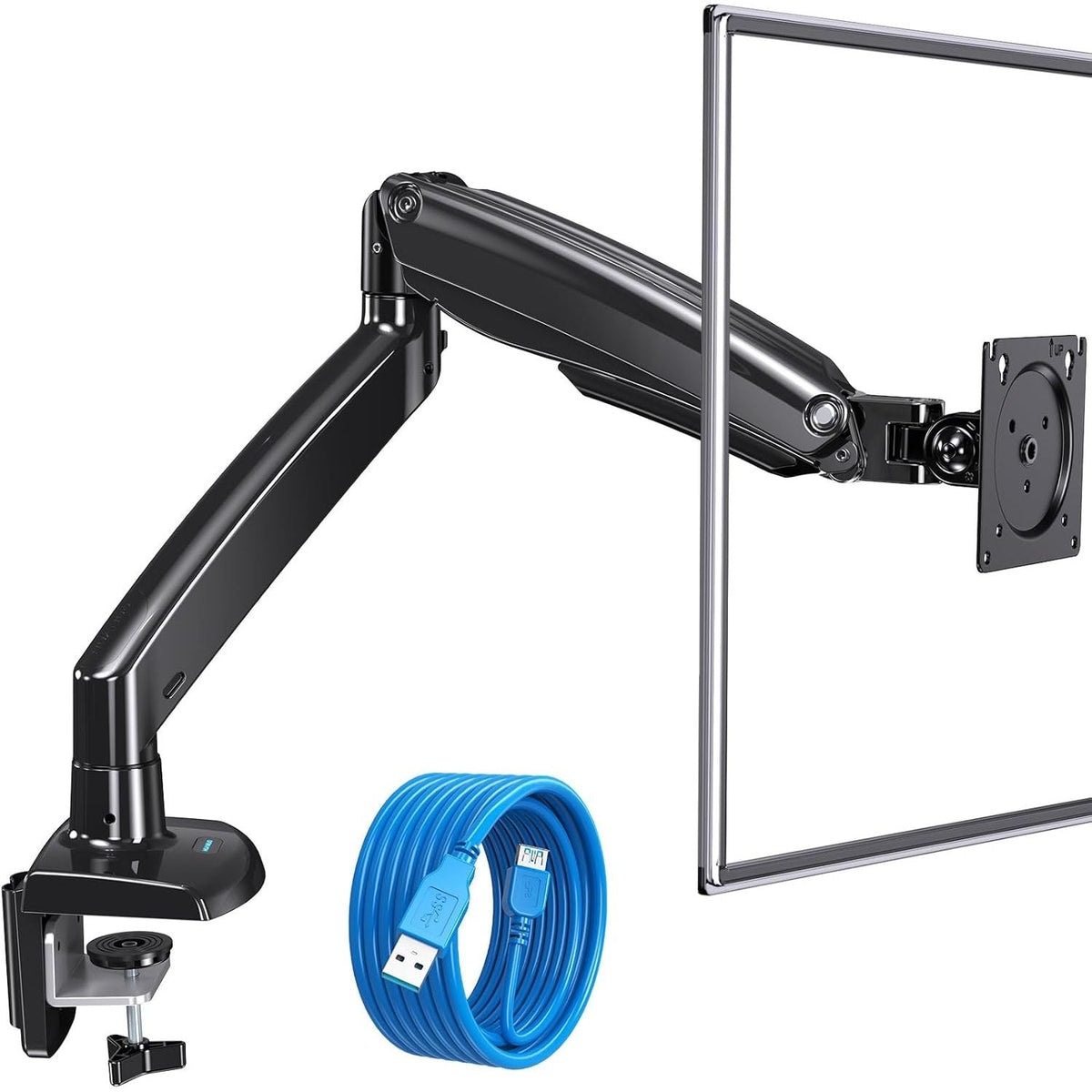 HUANUO Single Monitor Arm 13–40", Desk Mount with USB, VESA 75/100