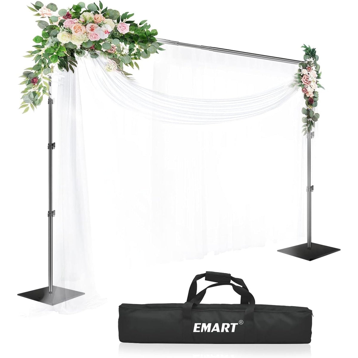 EMART 10x10ft Heavy Duty Black Backdrop Stand, Adjustable Support Kit