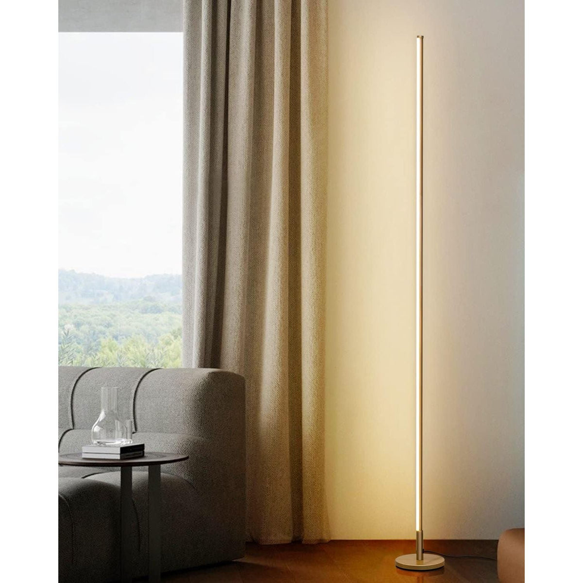 TACAHE Gold Corner Floor Lamp – Dimmable LED Mood Light with Remote, 57"