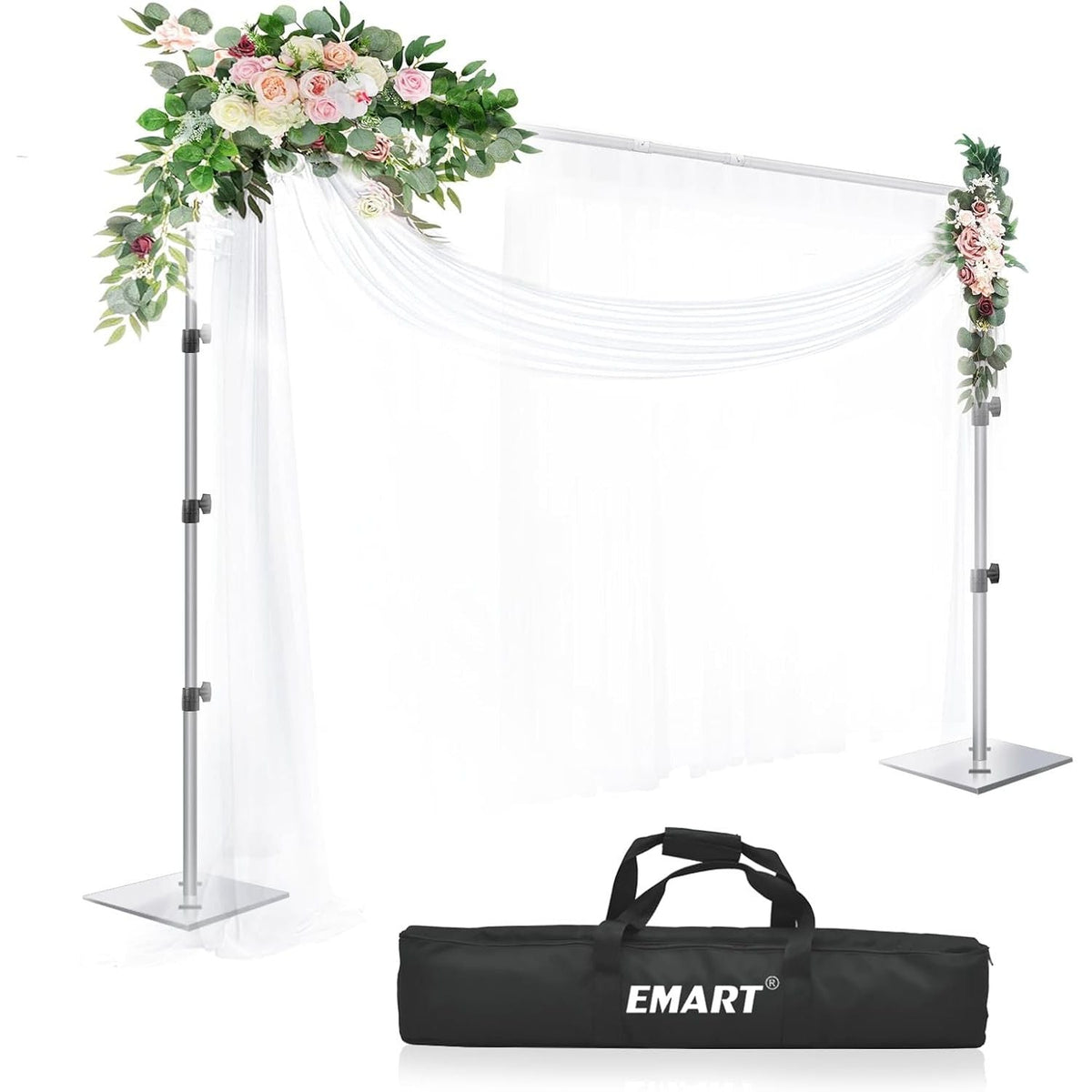 EMART 8.5x10ft Backdrop Stand – Heavy Duty Photo Frame with Steel Base, Silver