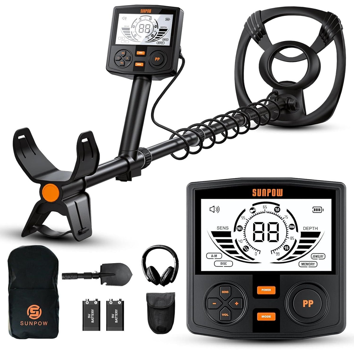 Professional Metal Detector Waterproof 30cm Coil Dual LCD SUNPOW