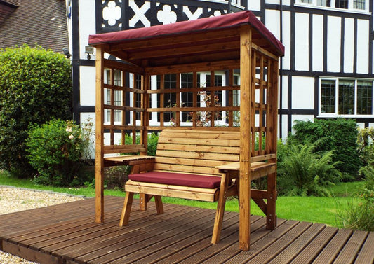 Charles Taylor Trading Wentworth Two Seat Arbour Burg With Burgundy Cushion Brown