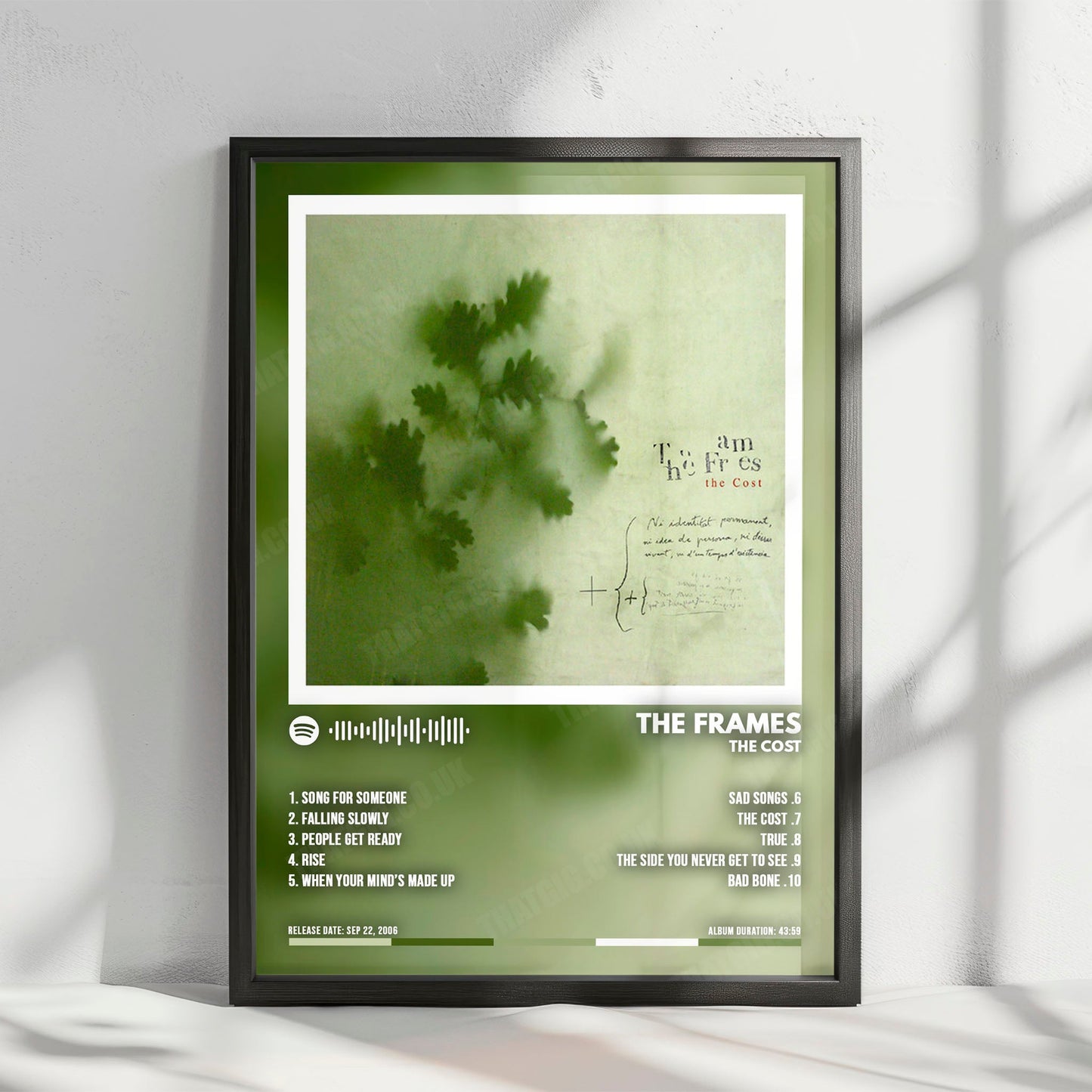 The Frames "The Cost" Album Cover Poster - with Complete Tracklist