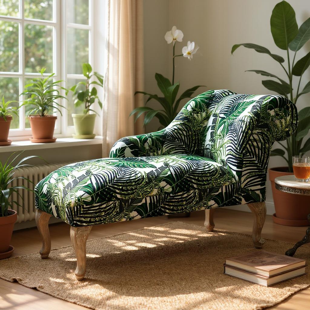 120X46X57CM PALM LEAF MINI CHAISE LONGUE