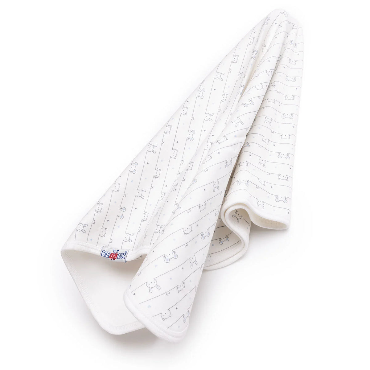 Bebbek Bear and Bunny Print Jersey Baby Blanket (80 x 80 cm)