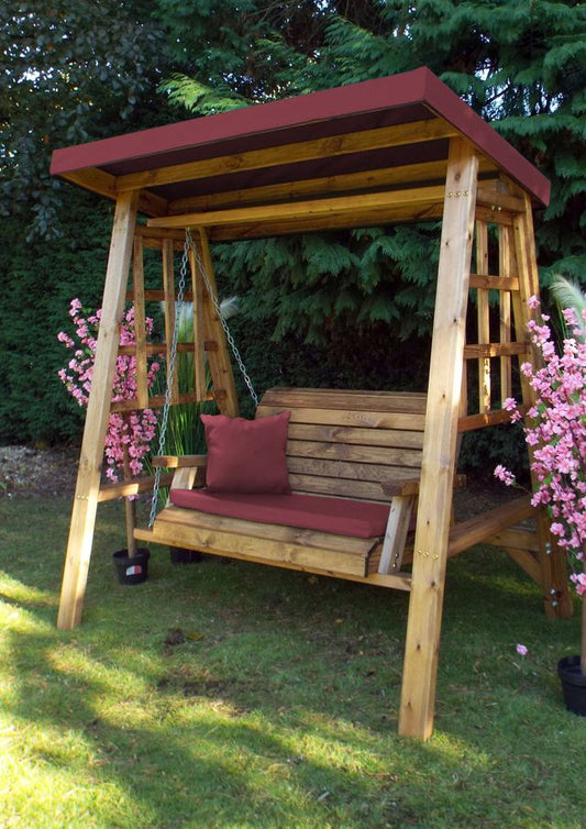 Charles Taylor Trading Dorset Two Seat Swing Burg With Burgundy Cushion Brown