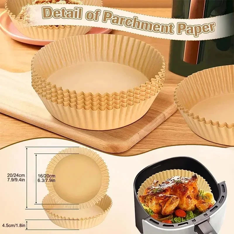 50pcs/set Air Fryer Disposable Paper Parchment Wood Pulp Steamer Cheesecake Air Fryer Accessories Baking Paper For Air Fryer