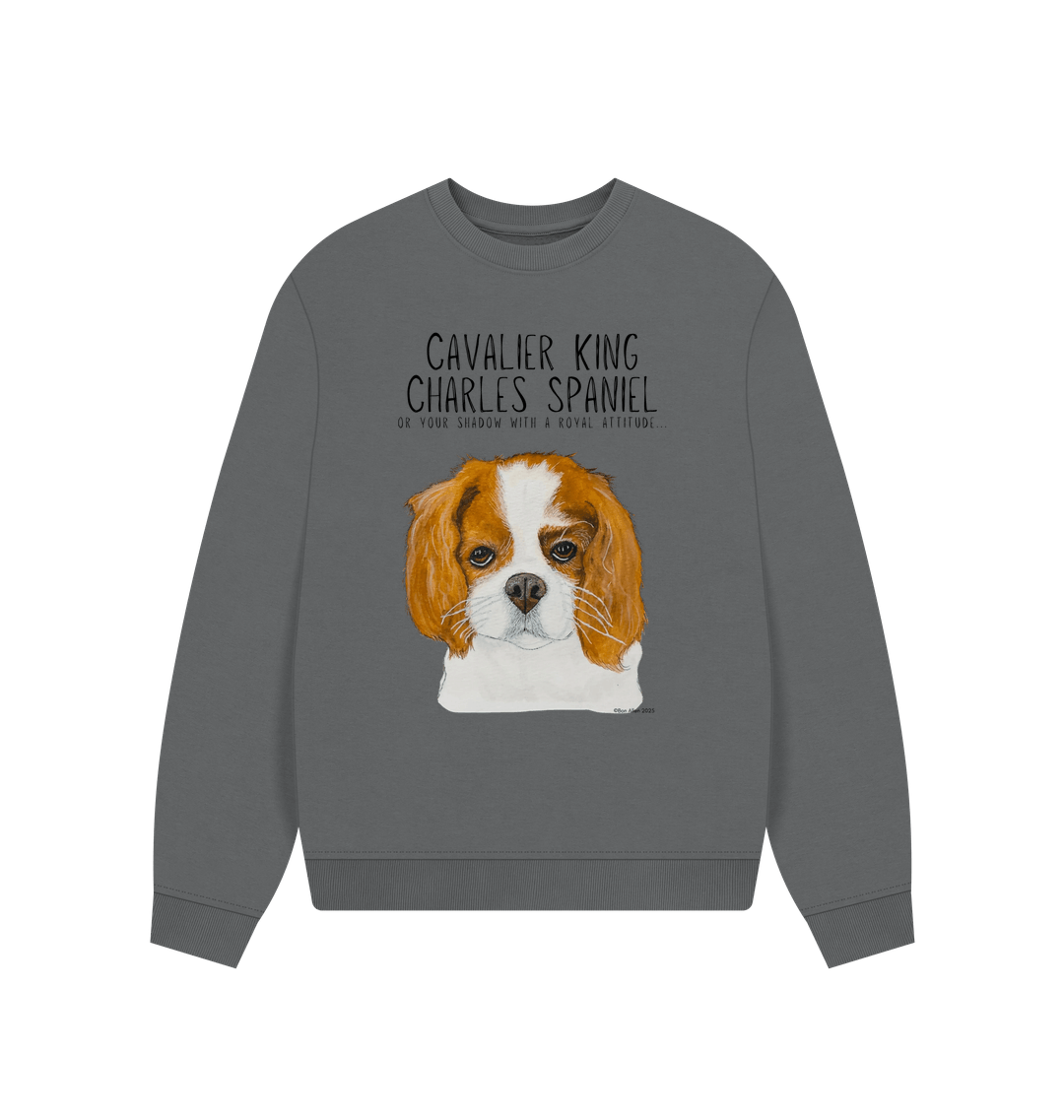 Oversized & Overruled: Eco-Luxe Sweatshirt with Cavalier Queen Energy