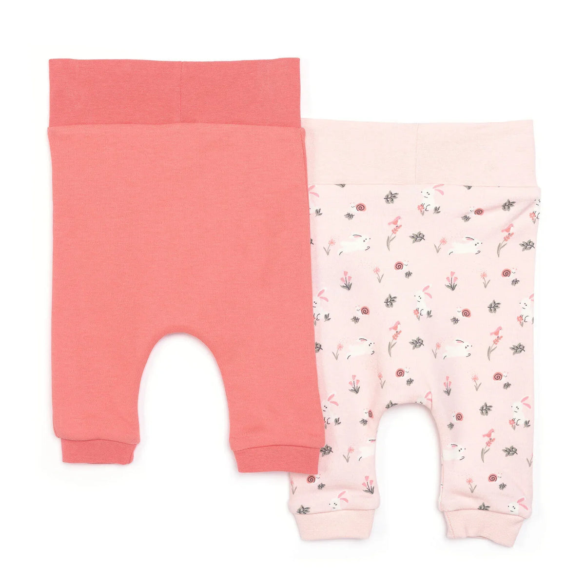 HelloBaby 2 Pack Bunny Print Footless Interlock Baby Bottoms (Newborn to 9 Months)