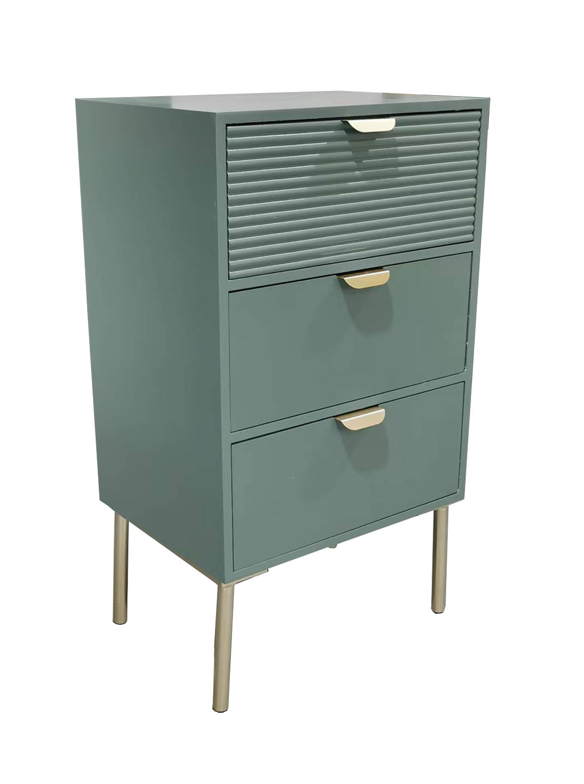 75CM GREEN WOODEN 3 DRAWER CHEST OF DRAWER