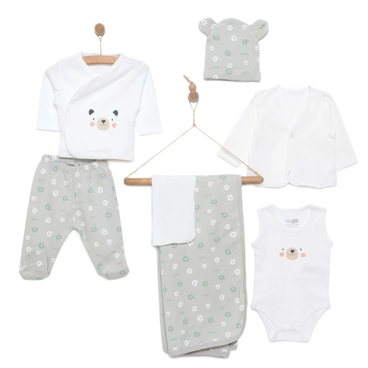 HelloBaby 10 Piece Bear Theme Baby Hospital Bag Set (Newborn)
