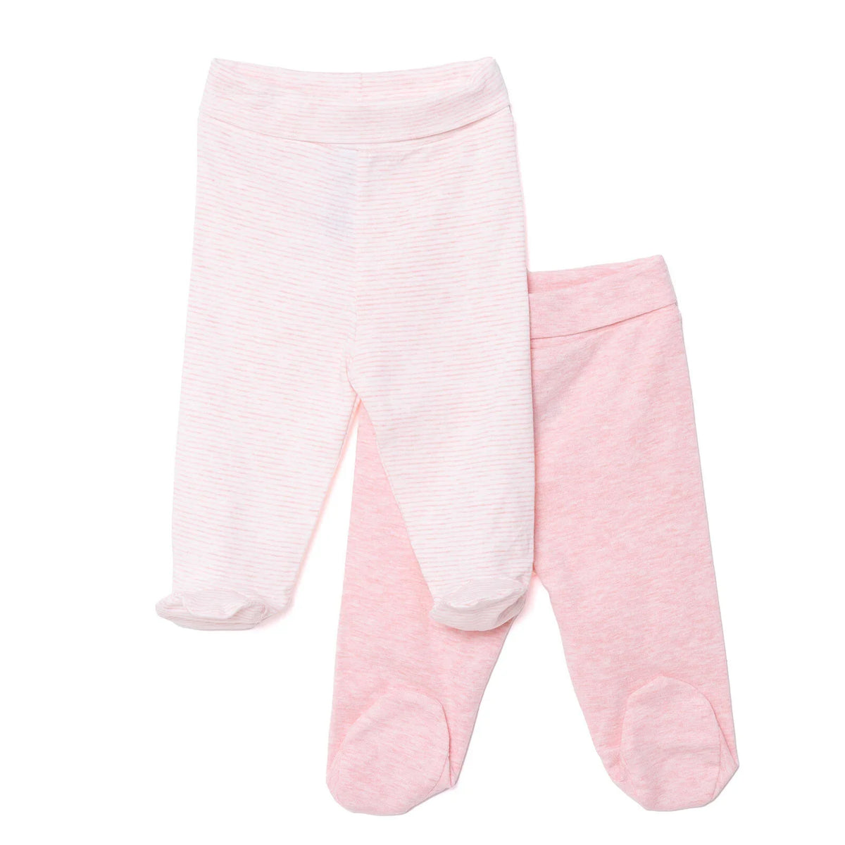 HelloBaby 2 Pack Ribbed Footed Baby Bottoms (Newborn to 9 Months)