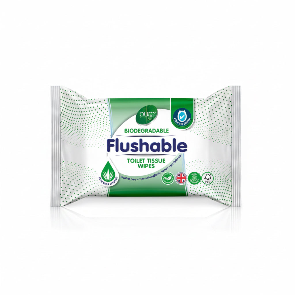 Flushable toilet tissue wipes