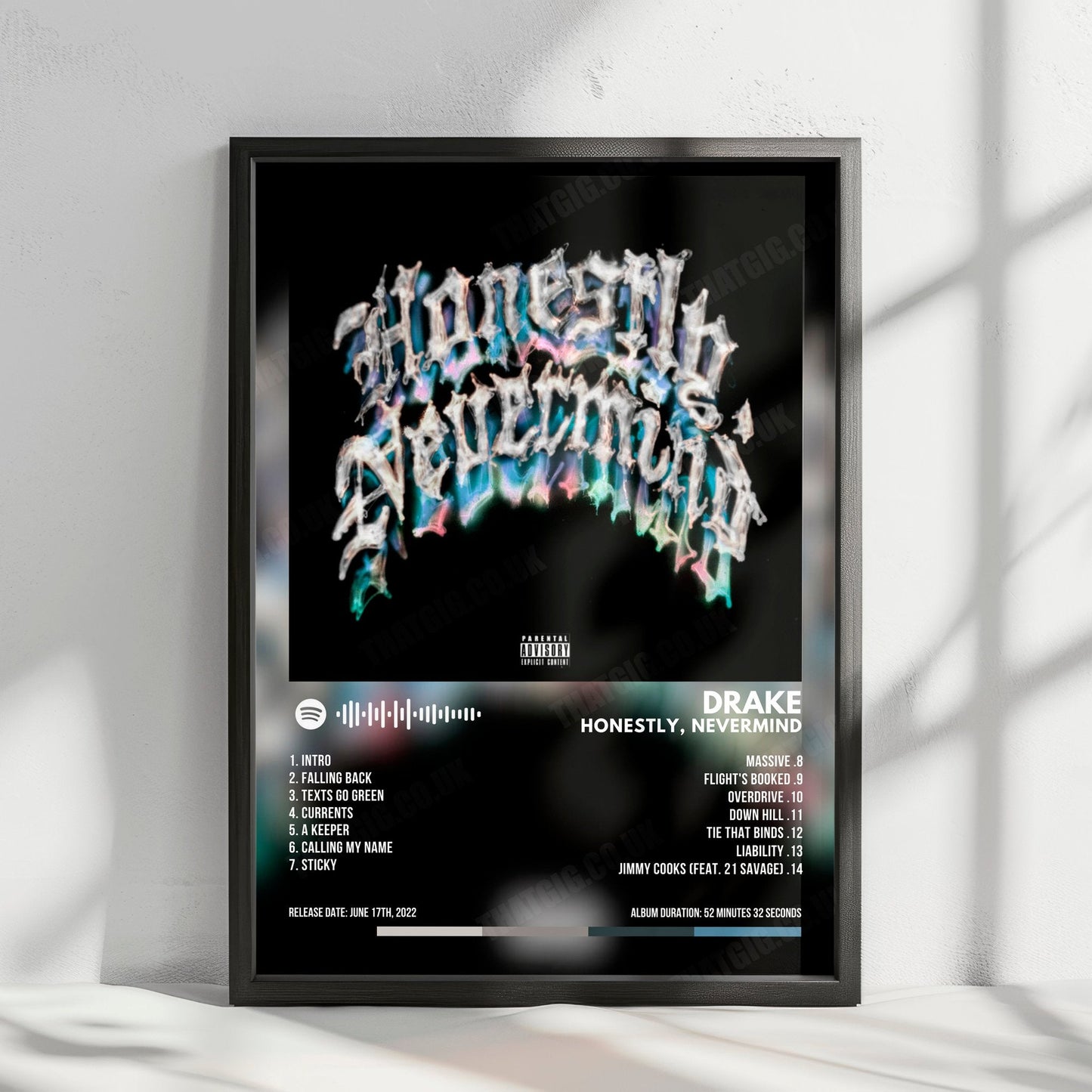 Drake "Honestly, Nevermind" Album Cover Poster - with Complete Tracklist