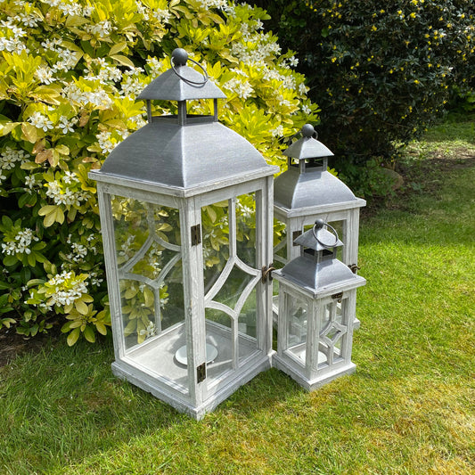 66/50/34CM SET 3 WOODEN LANTERNS