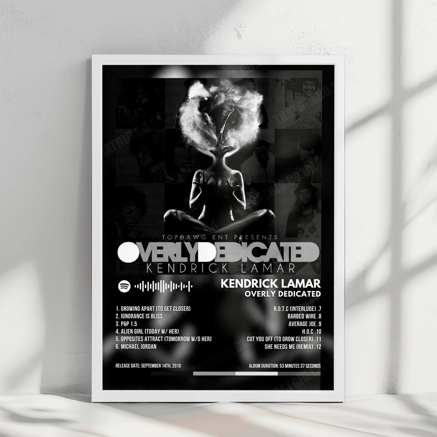 Kendrick Lamar "Overly Dedicated" Album Cover Poster - with Complete Tracklist