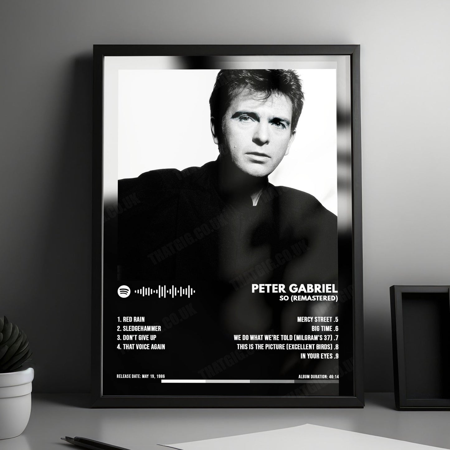 Peter Gabriel "So  " Album Cover Poster - with Complete Tracklist