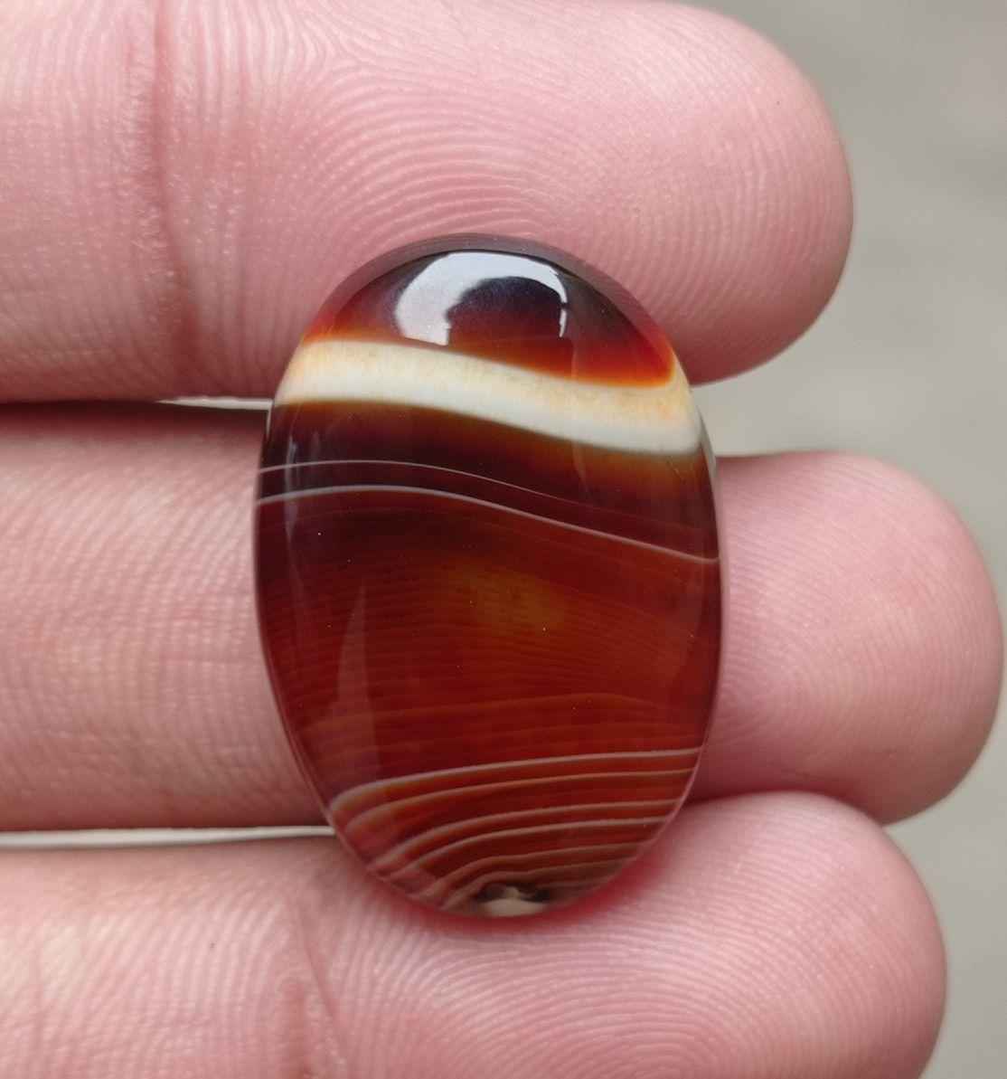 33.2ct Banded Agate Cabochon - Sulaimani Aqeeq - 29x20x7mm
