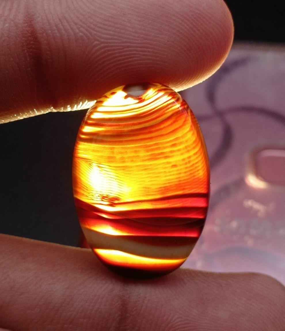 33.2ct Banded Agate Cabochon - Sulaimani Aqeeq - 29x20x7mm