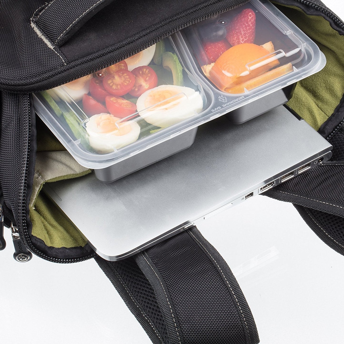 2-Compartment Reusable Containers with Airtight Lids - 887ml