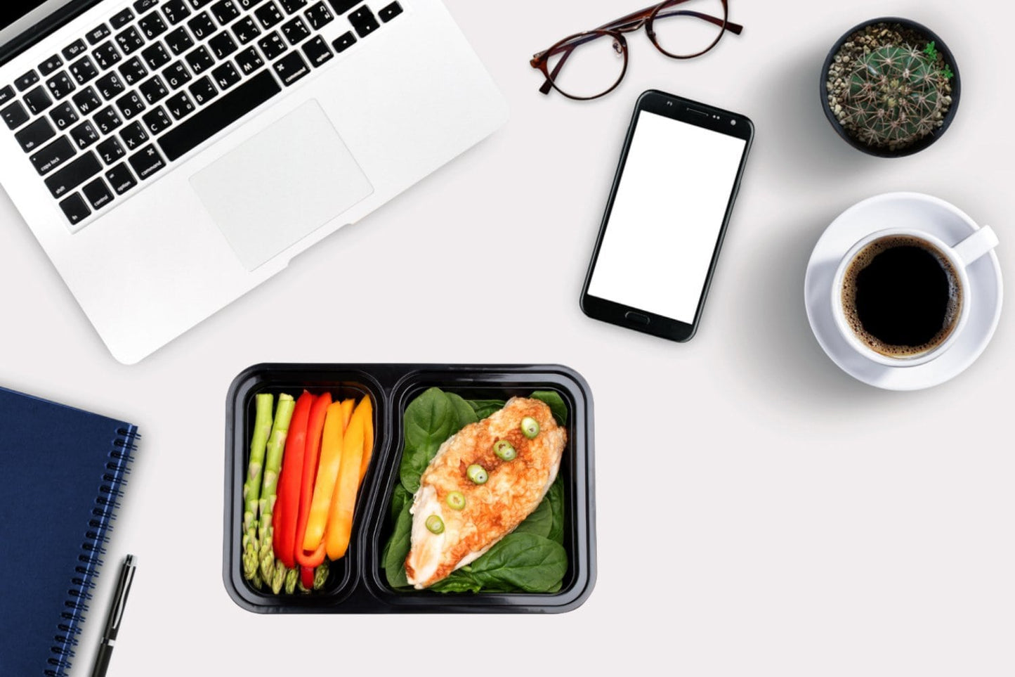 2-Compartment Reusable Containers with Airtight Lids - 887ml